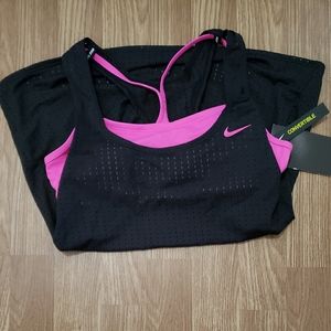 Nwt Nike 2 in 1 Mesh Tank Top S Workout Black/Pink